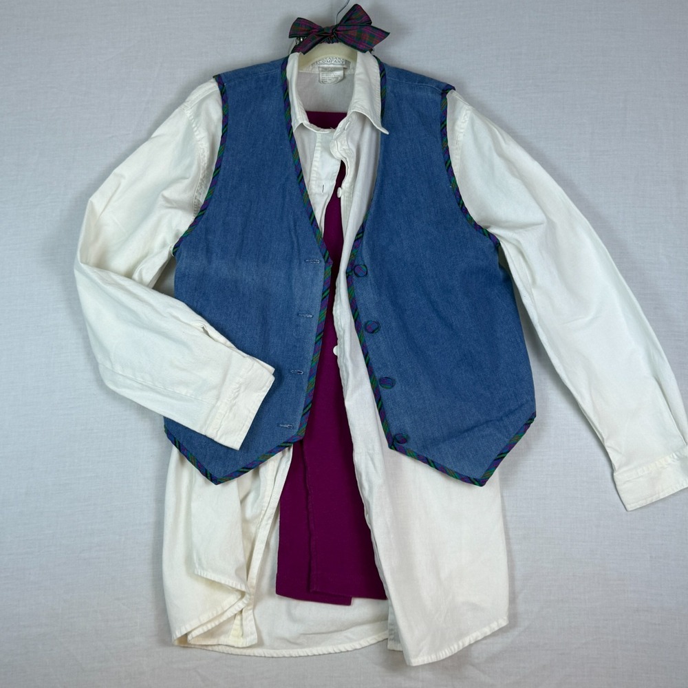 Pleasant Company American Girl Dress Like Your Doll Denim Vest 4 Piece Set
